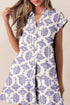 Sophisticated Medallion Print Collared Button Front A-Line Mini Shirt Dress