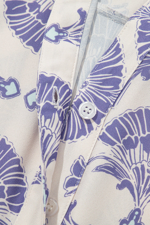 Sophisticated Medallion Print Collared Button Front A-Line Mini Shirt Dress