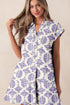 Sophisticated Medallion Print Collared Button Front A-Line Mini Shirt Dress