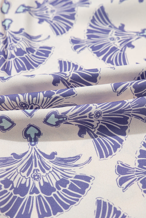 Sophisticated Medallion Print Collared Button Front A-Line Mini Shirt Dress