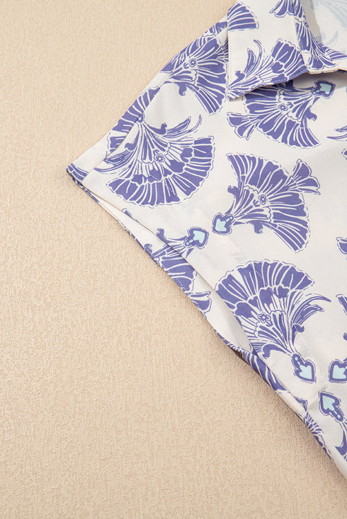 Sophisticated Medallion Print Collared Button Front A-Line Mini Shirt Dress