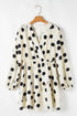 Sophisticated Polka Dot Printed Surplice V Neck Puff Sleeve Mini Dress