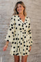 Sophisticated Polka Dot Printed Surplice V Neck Puff Sleeve Mini Dress