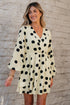 Sophisticated Polka Dot Printed Surplice V Neck Puff Sleeve Mini Dress