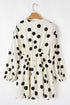 Sophisticated Polka Dot Printed Surplice V Neck Puff Sleeve Mini Dress