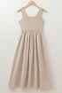 Sophisticated Scoop Neck Ribbed Bodice Pleated Sleeveless Long Dress