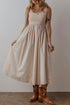 Sophisticated Scoop Neck Ribbed Bodice Pleated Sleeveless Long Dress