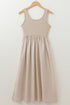 Sophisticated Scoop Neck Ribbed Bodice Pleated Sleeveless Long Dress