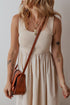 Sophisticated Scoop Neck Ribbed Bodice Pleated Sleeveless Long Dress