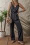 Sophisticated Sleeveless Wrap V Neck High Waist Wide Leg Jumpsuit