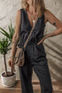 Sophisticated Sleeveless Wrap V Neck High Waist Wide Leg Jumpsuit