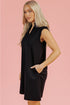Sophisticated Solid Color Colla Slit Neck Sleeveless Mini Dress