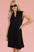 Sophisticated Solid Color Colla Slit Neck Sleeveless Mini Dress