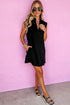 Sophisticated Solid Color Colla Slit Neck Sleeveless Mini Dress