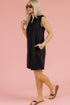 Sophisticated Solid Color Colla Slit Neck Sleeveless Mini Dress