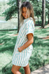 Sophisticated St Patricks Striped Wide Short Sleeve Shift Mini Shirt Dress