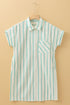 Sophisticated St Patricks Striped Wide Short Sleeve Shift Mini Shirt Dress