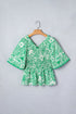 Southern Belle All Over Floral Smocked V Neck Blouse
