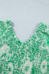 Southern Belle All Over Floral Smocked V Neck Blouse