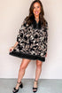 Southern Belle Botanical Print Split Neck Loose Mini Dress