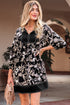 Southern Belle Botanical Print Split Neck Loose Mini Dress