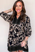 Southern Belle Botanical Print Split Neck Loose Mini Dress