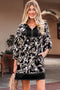 Southern Belle Botanical Print Split Neck Loose Mini Dress