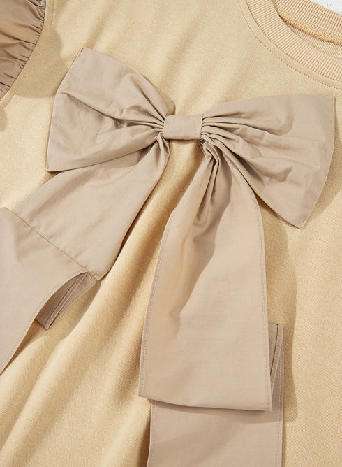 Southern Belle Bow Applique Ruffled Short Sleeve Blouse