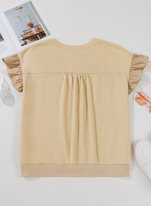 Southern Belle Bow Applique Ruffled Short Sleeve Blouse
