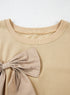 Southern Belle Bow Applique Ruffled Short Sleeve Blouse