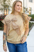 Southern Belle Bow Applique Ruffled Short Sleeve Blouse