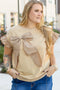 Southern Belle Bow Applique Ruffled Short Sleeve Blouse