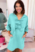 Southern Belle Bow Front Collared Pocket Shift Mini Dress