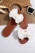 Southern Belle Bow Knot Faux Leather Flat Slides