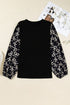 Southern Belle Bow Knot Patchwork Crewneck Plus Size Blouse