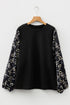 Southern Belle Bow Knot Patchwork Crewneck Plus Size Blouse