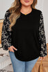 Southern Belle Bow Knot Patchwork Crewneck Plus Size Blouse