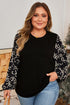 Southern Belle Bow Knot Patchwork Crewneck Plus Size Blouse