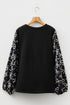 Southern Belle Bow Knot Patchwork Crewneck Plus Size Blouse