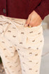 Southern Belle Bow Print Corduroy Drawstring Elastic Pants