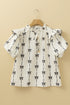 Southern Belle Bow Print Ruffled Puff Sleeve Blouse
