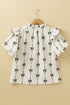 Southern Belle Bow Print Ruffled Puff Sleeve Blouse