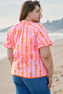 Southern Belle Bow Print Shirred Puff Sleeve Blouse