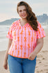 Southern Belle Bow Print Shirred Puff Sleeve Blouse