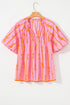 Southern Belle Bow Print Shirred Puff Sleeve Blouse
