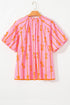 Southern Belle Bow Print Shirred Puff Sleeve Blouse