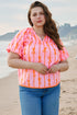 Southern Belle Bow Print Shirred Puff Sleeve Blouse