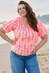 Southern Belle Bow Print Shirred Puff Sleeve Blouse