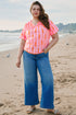 Southern Belle Bow Print Shirred Puff Sleeve Blouse