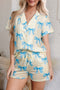 Southern Belle Bow Print Short Sleeve Shorts Pajama Set